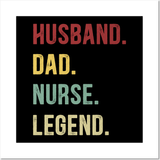 Nurse Funny Vintage Retro Shirt Husband Dad Nurse Legend Posters and Art